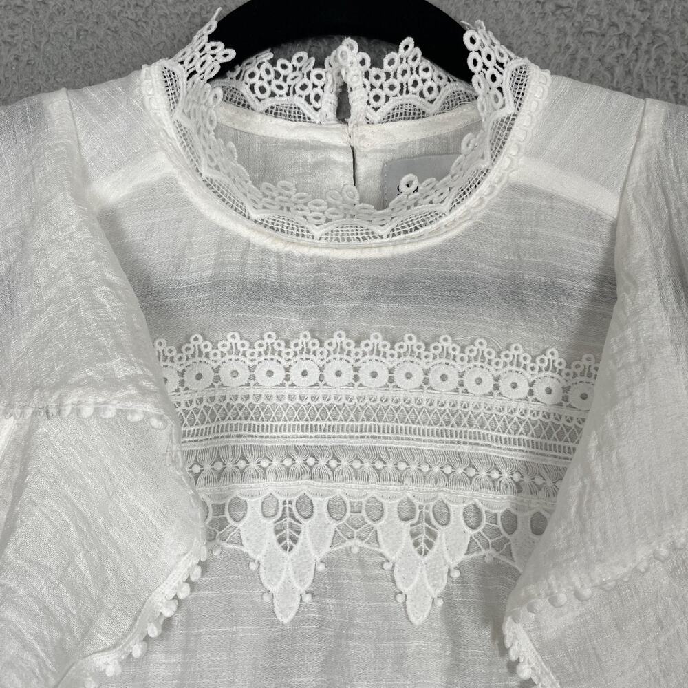 Sabina Musayev Blouse Womens Small Lace Ruffle Sheer Sleeveless Top - Picture 2 of 9